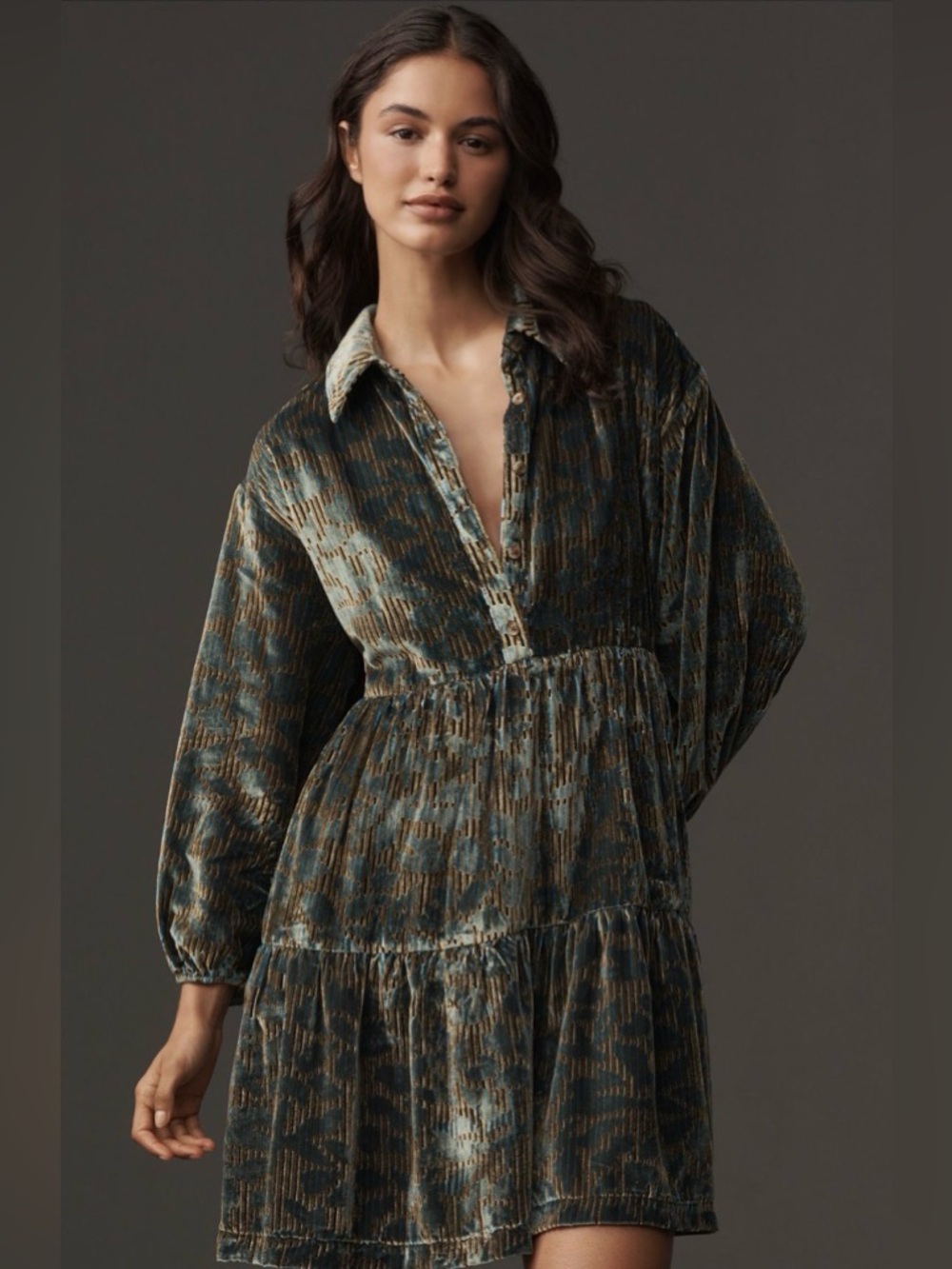 ✨ Anthropologie Bettina Tiered Mini Shirt Dress Sz M